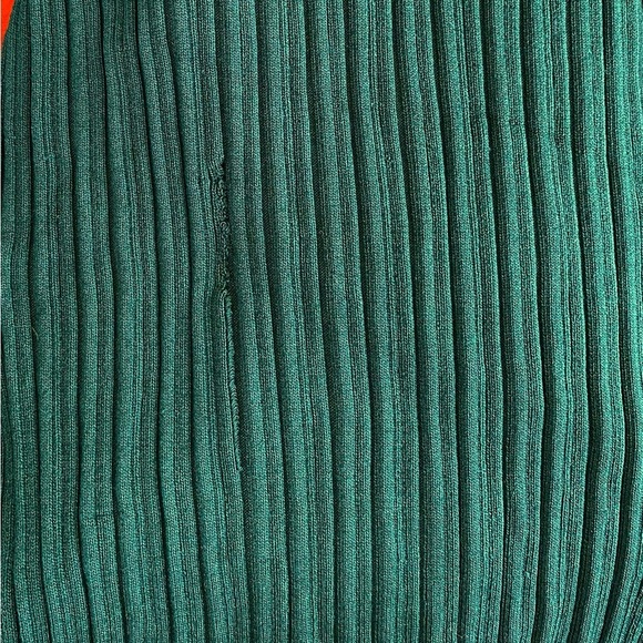 Adam Lippes Collective Sweater Dress Side Buttons Green Ribbed Knit Size Medium - Picture 10 of 11